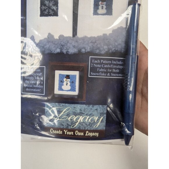 Legacy Snow 2 Punch Needle Cards Envelopes Printed Fabric Pack - Picture 3 of 5